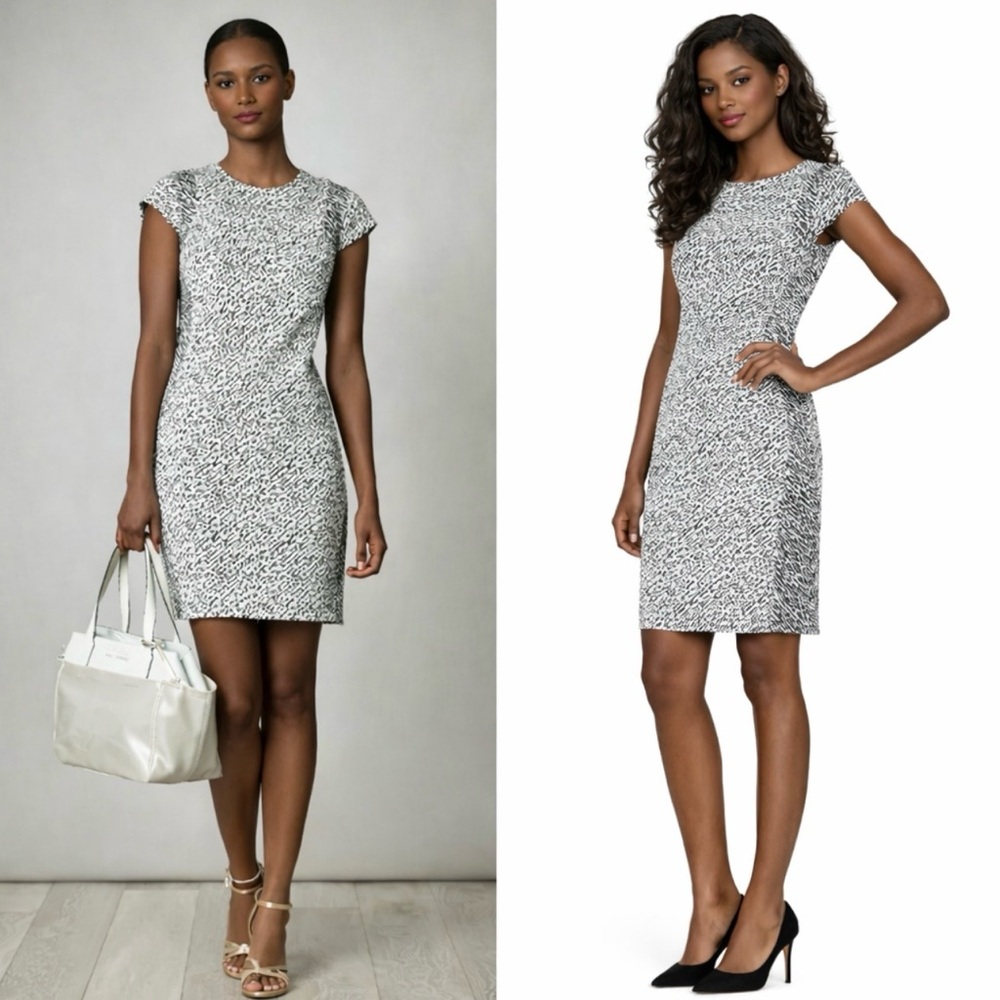 DIANE VON FURSTENBERG Pele Snake Wave Jacquard Sheath Dress Career Chic Sz 8💛
